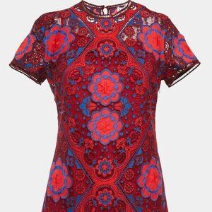 Sandro Red Guipure Lace Mini Dress Medium
